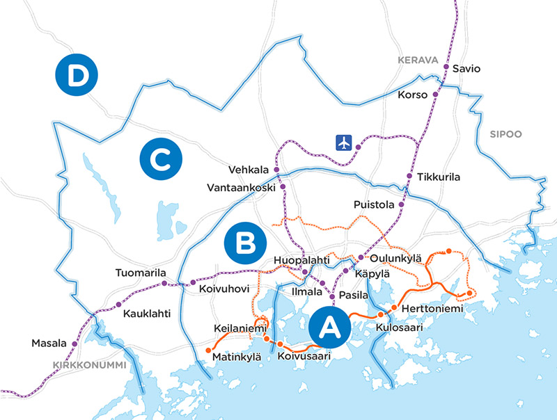 Helsinki Regional transport zones from 2018 onwards
