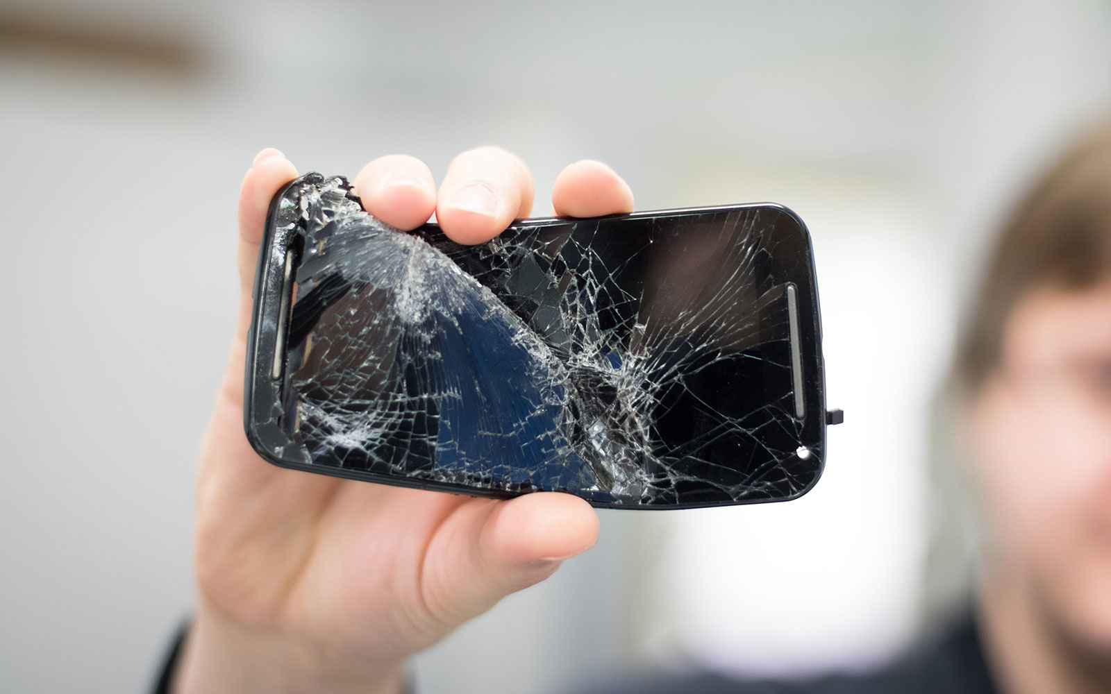 Smartphone smashed with an axe